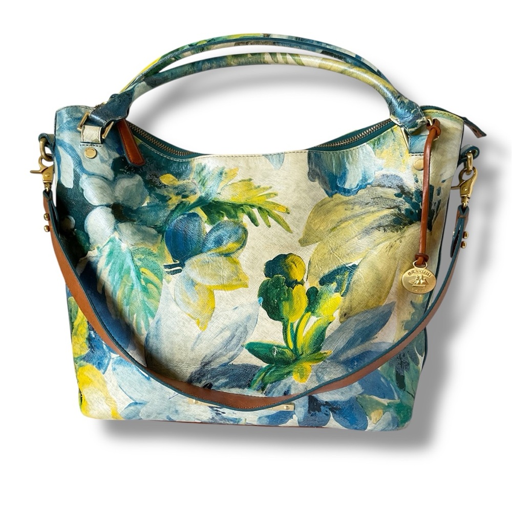 Brahmin Norah Leather Hobo Bag in Blue Fiji